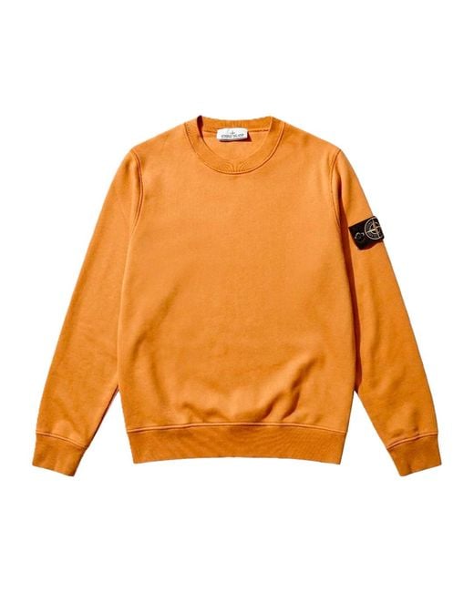 Stone Island Orange Crew-Neck Sweatshirt for men