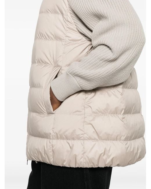 Brunello Cucinelli Natural Shiny Zipped Pull Down Jacket