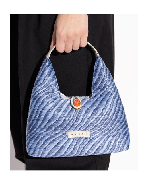 Marni Blue Trapeze Wavy Mini Tote Bag