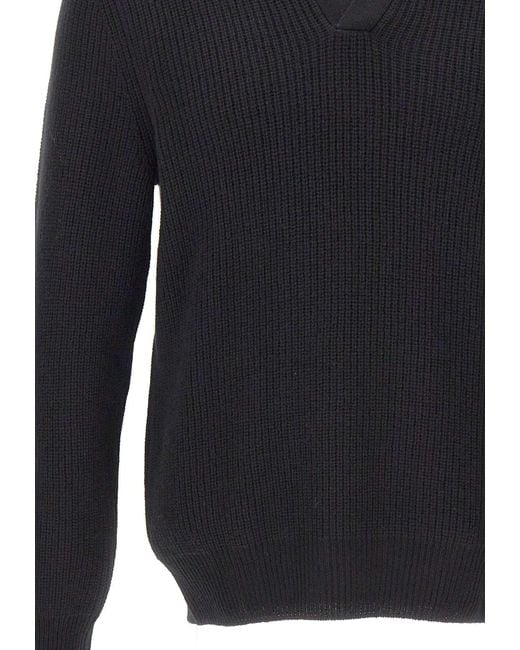 Gran Sasso Blue Long-Sleeve Polo-Collar Sweater for men