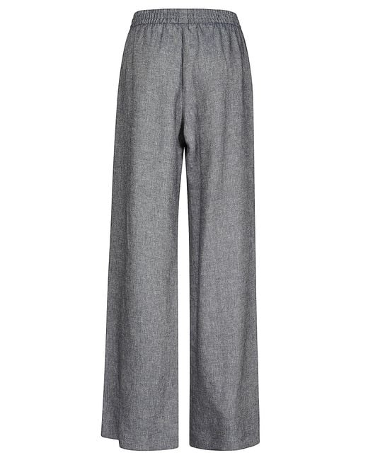 Eleventy Gray Drawstring Wide-Leg Pants