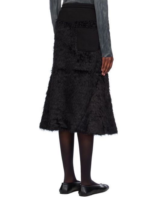 OPEN YY Black Shaggy Track Faux Fur Skirt