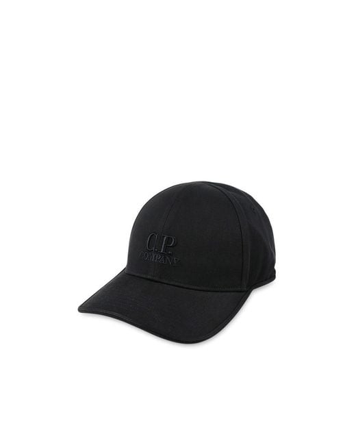 C P Company Black Logo Baseball Cap for men