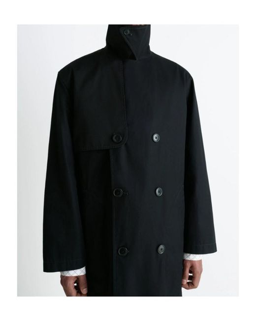 Lemaire Black Double-Breasted Trench Coat for men