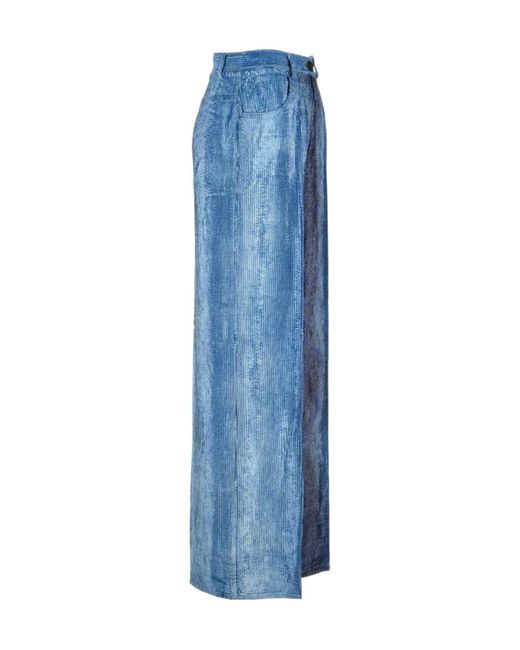 Forte_forte Blue Degrade Denim Velvet Wide-Leg Pants