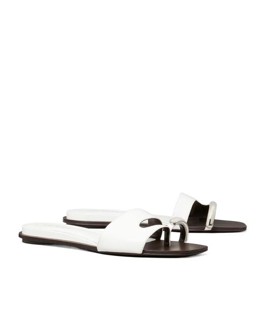 Tory Burch White Pierced Slides