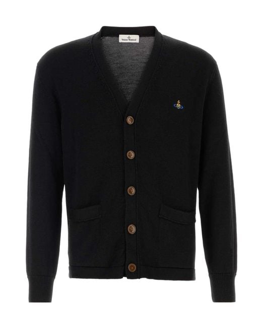 Vivienne Westwood Black Orb-Embroidered Wool Cardigan for men
