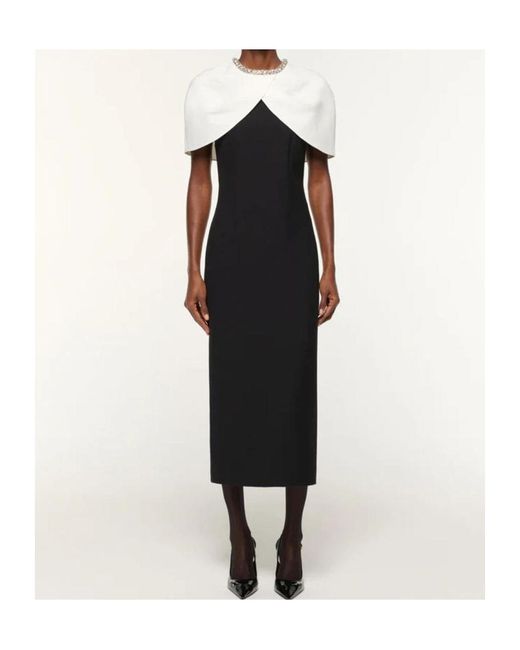 Roland Mouret Black Crystal Trimmed Shawl Crepe Dress