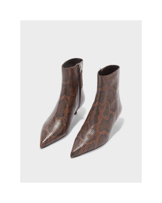 Aeyde Brown Cow Print Ankle Heeled Boots