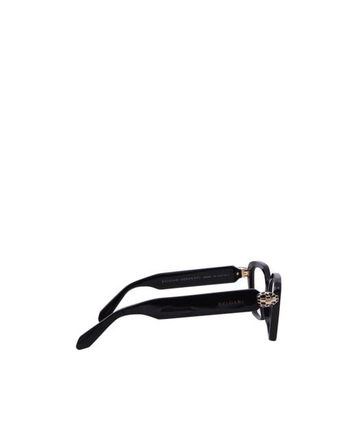 BVLGARI White Bulgari Geometric Frame Glasses for men