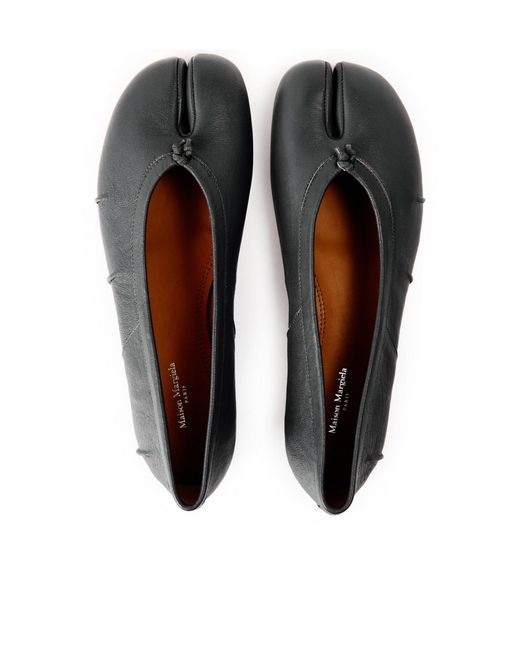 Maison Margiela Black Soft Leather Flat Ballet Shoe