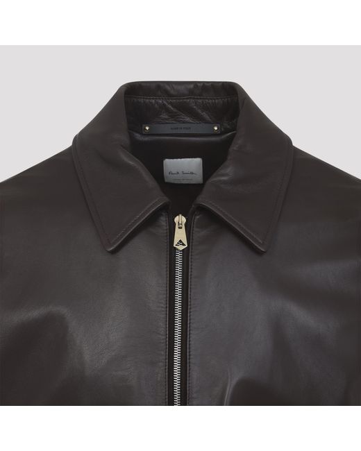 Paul Smith Black Zip-Up Leather Jacket for men