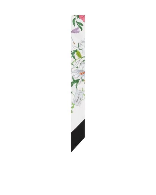 Gucci White Printed Twill Neck Bow