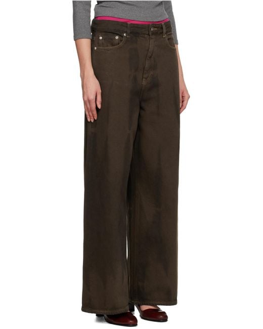 Ganni Brown Overdyed Heavy Denim Baggy Jeans