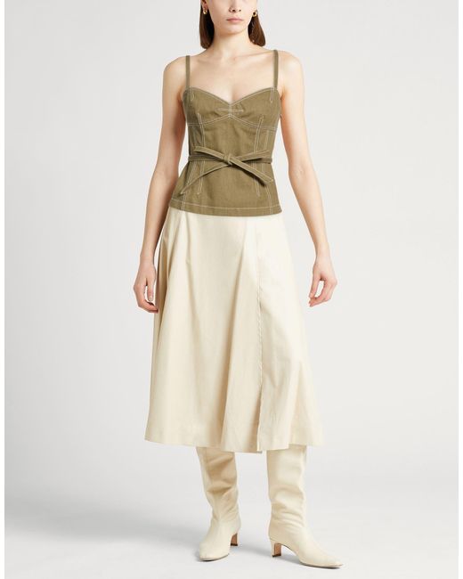 Tory Burch Green Solid Color Denim Sleeveless Top