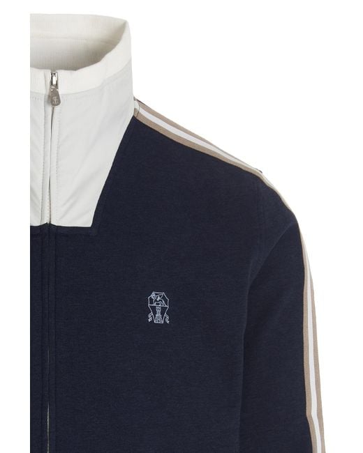 Brunello Cucinelli Blue Logo-Print Track Jacket for men
