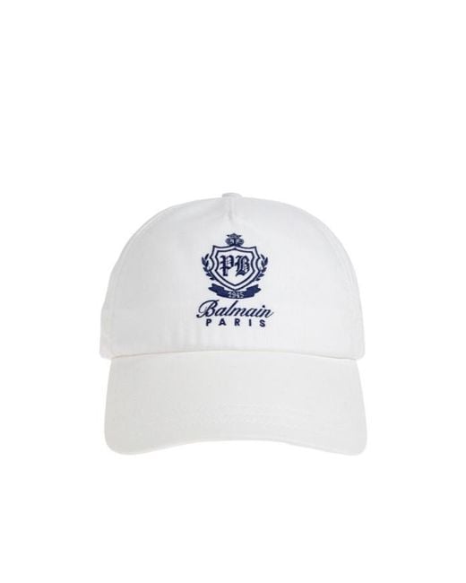 Balmain Men's White College Emblem Cap