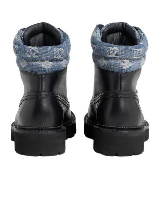 DSquared² Black D2 Monogram Ankle Boots for men