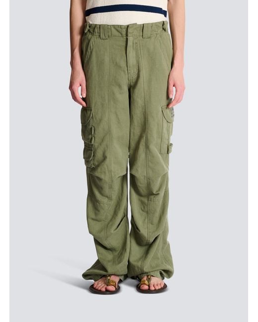 Balmain Green Stamp Cargo Pants for men
