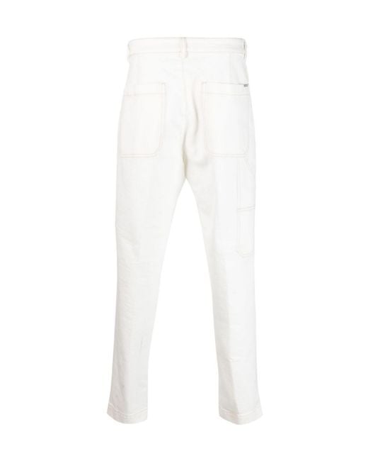 Peserico White Straight-Leg Stretch-Cotton Trousers for men