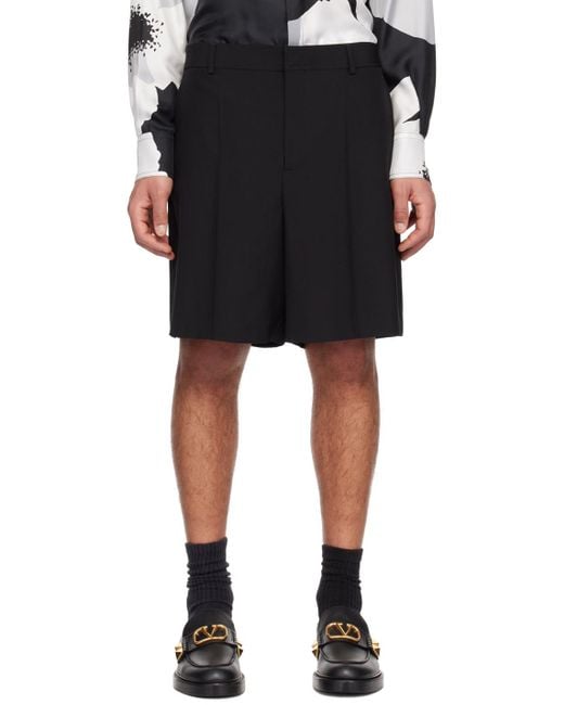 Valentino Black Mid-Rise Beruda Shorts for men
