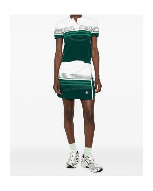 Casablanca Green Striped Wrap Mini Skirt