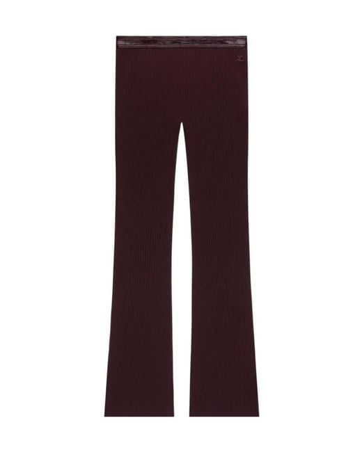 Courreges Purple Vinyl-Trimmed Ribbed-Knit Trousers