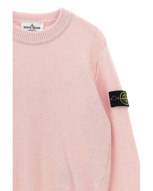Stone Island Pink Junior Logo Patch Knitted Jumper