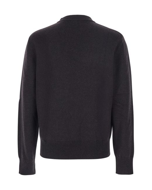 sunflower Blue Long-Sleeved Crew Neck Wool Sweater for men