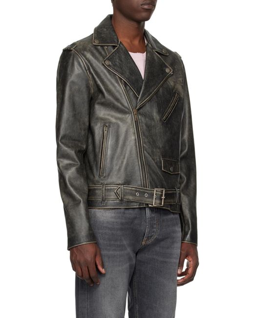 Golden Goose Deluxe Brand Black Zipped Biker Jacket for men