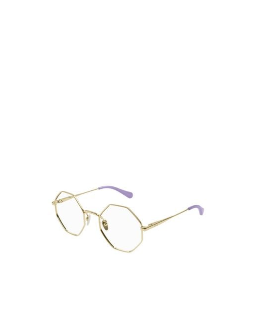 Chloé White Hexagonal-Frame Glasses