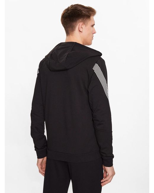 EA7 Black Hooded Zipper Hoodie for men