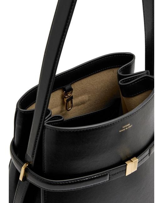Totême Black Logo Leather Bucket Bag