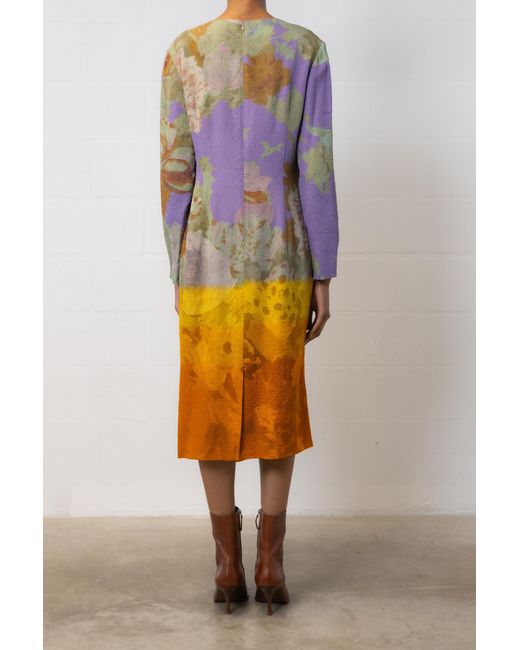Dries Van Noten Multicolor Round-Collar Long-Sleeved Dress