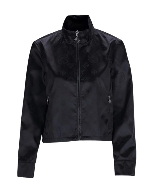Casablanca Black Logo-Pattern Zipped Bomber Jacket