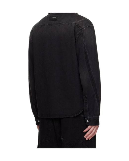 Givenchy Black Flap-Pocket Denim Shirt for men