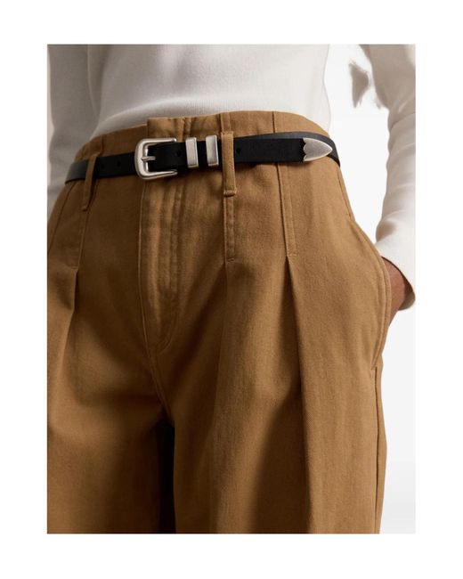 Polo Ralph Lauren Natural Pleated Wide-Leg Trousers