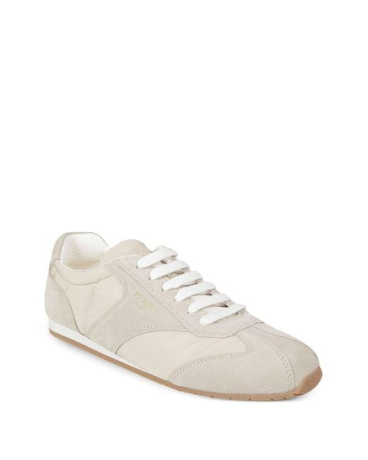 Prada White Lace-Up Low-Top Sneakers for men