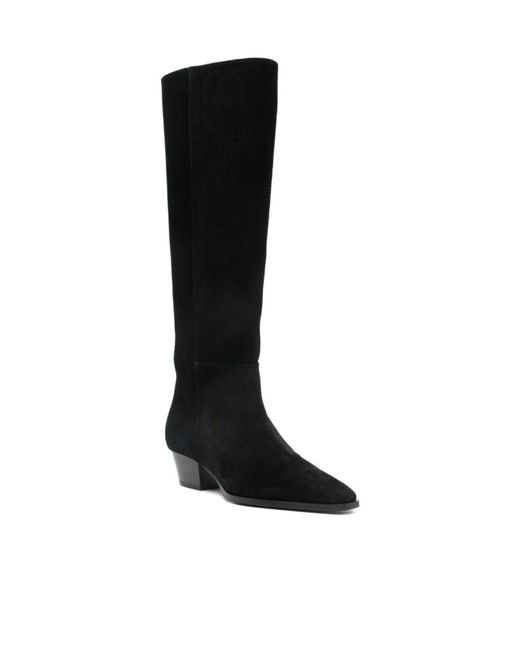 Aeyde Black Knee-High Block-Heeled Boots