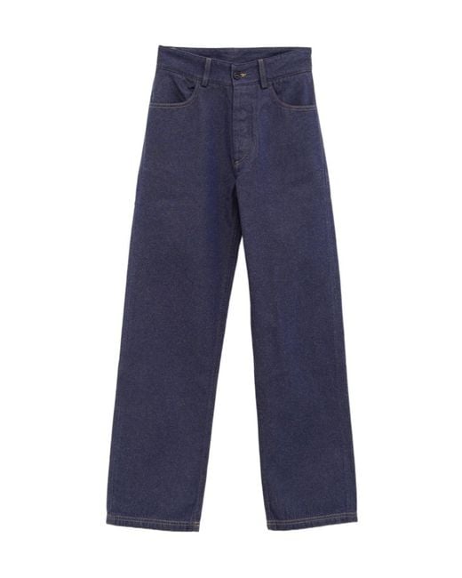 Baserange Blue Contrasting Zip-Fastening Jeans