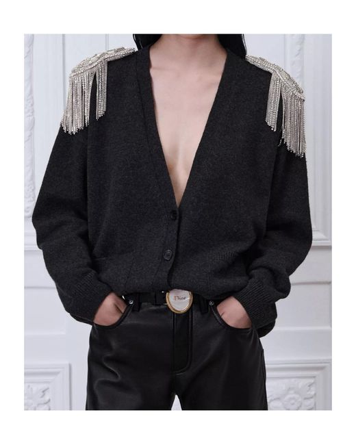 Dior Black Oversized Cardigan With Embroidered Epaulets