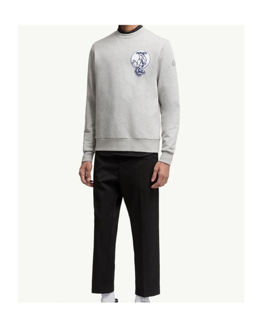 Moncler Gray Mascot Patch Crewneck Sweatshirt for men