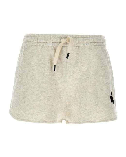 Isabel Marant Natural Mifa Logo-Flocked Mini Shorts