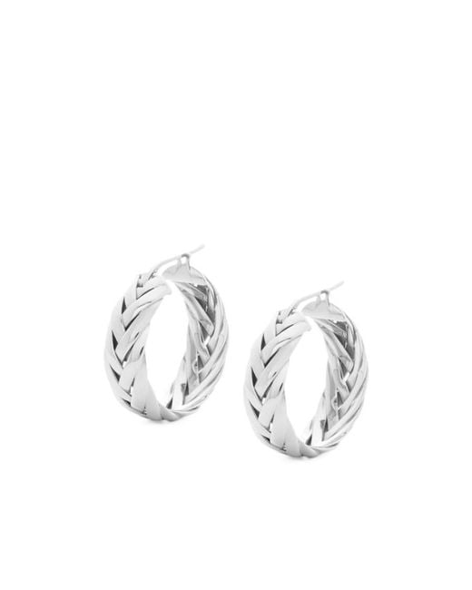 Loewe White Braided Hoop Earrings