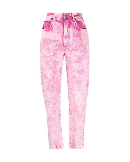 Dolce & Gabbana Pink Marbled Denim Amber Jeans