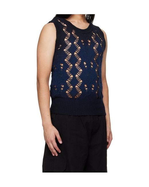 Egonlab Blue Textured Knit Vest for men