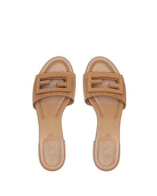 Fendi Brown Baguette Buckle Mules