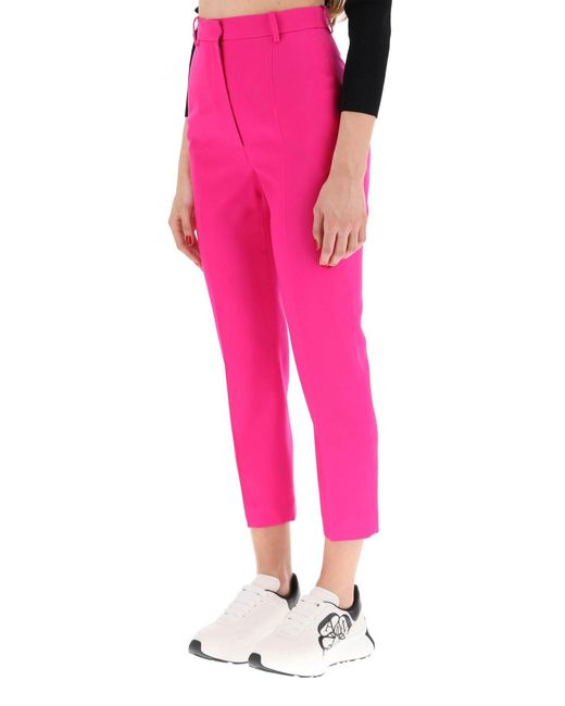 McQueen Pink High-Waist Cropped Trousers