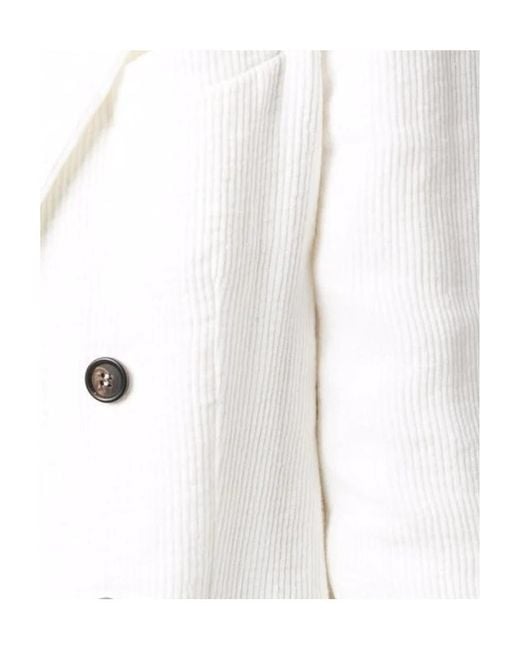 Brunello Cucinelli White Double Breasted Long-Sleeved Blazer