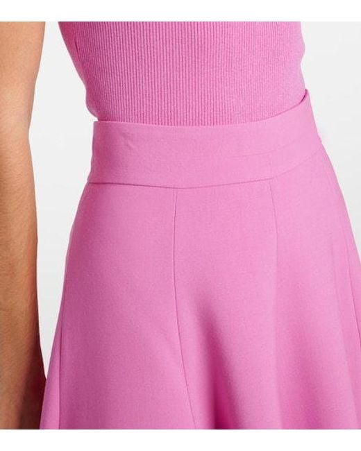 Oscar de la Renta Pink High-Rise Wool-Blend Midi Skirt